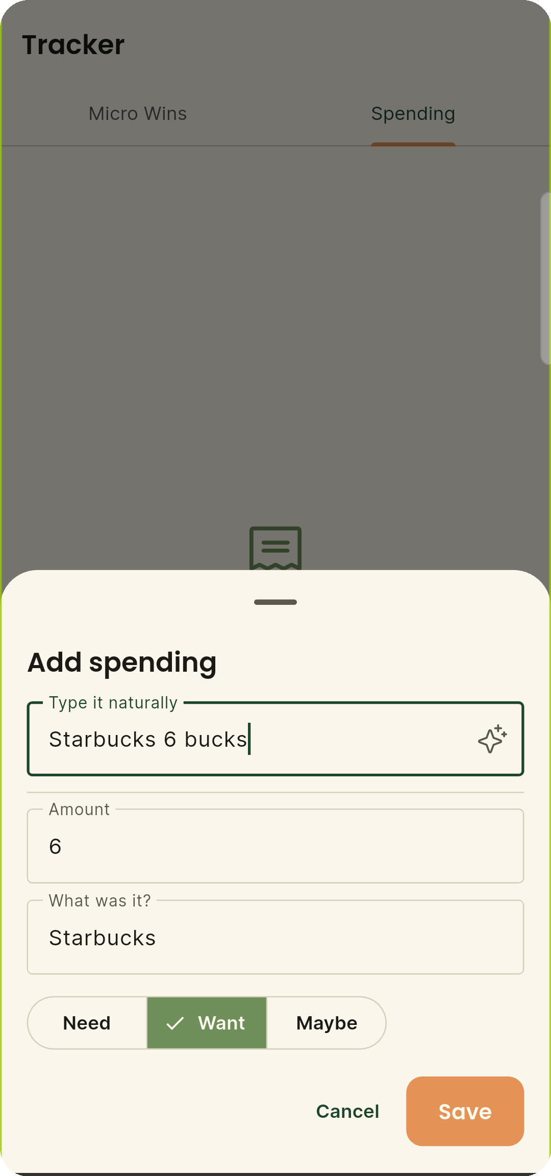 Type spending naturally